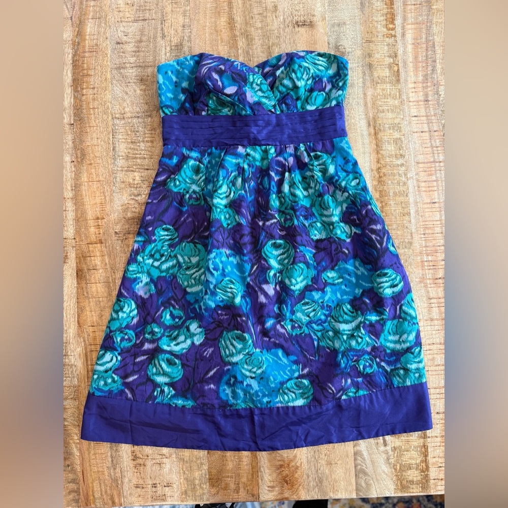 Anthropology Moulinette Soeurs Strapless Sweetheart Floral Dress Wedding Size 6 - Picture 3 of 8